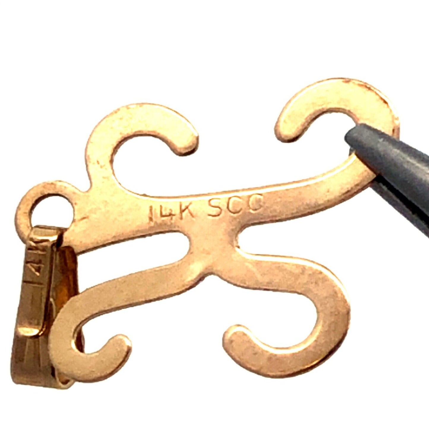 Designer SCC 14K Yellow Gold Letter Initial K Monogram Pendant