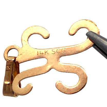 Designer SCC 14K Yellow Gold Letter Initial K Monogram Pendant