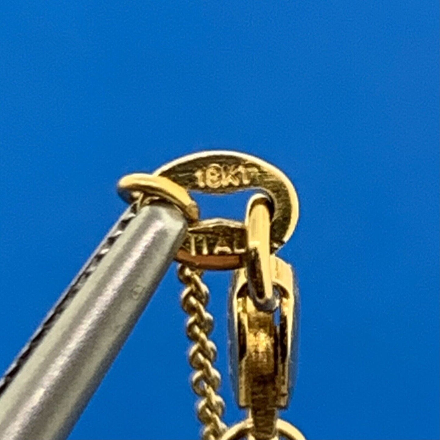 Designer Italy 18K Yellow Gold Diamond Peace Sign Necklace