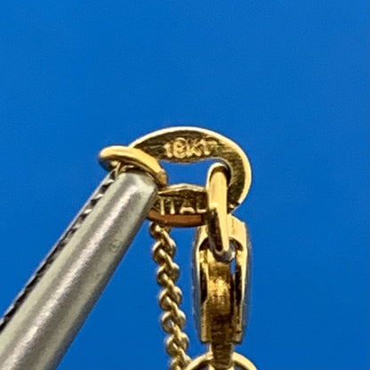 Designer Italy 18K Yellow Gold Diamond Peace Sign Necklace