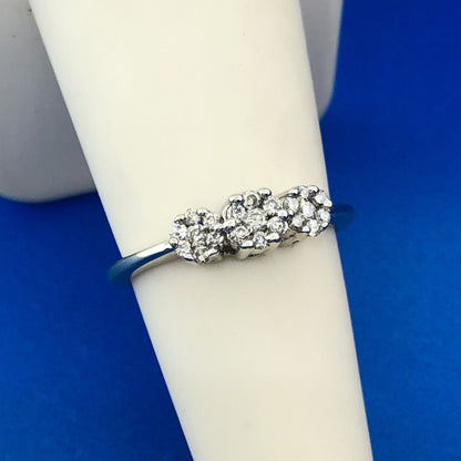 Designer 14k White Gold Flower Trio Past Present Future Diamond Cluster Ring
