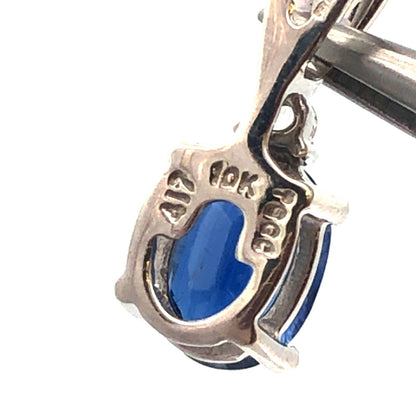 Designer TGGC 10K White Gold Blue Spinel White Topaz Drop Charm Pendant