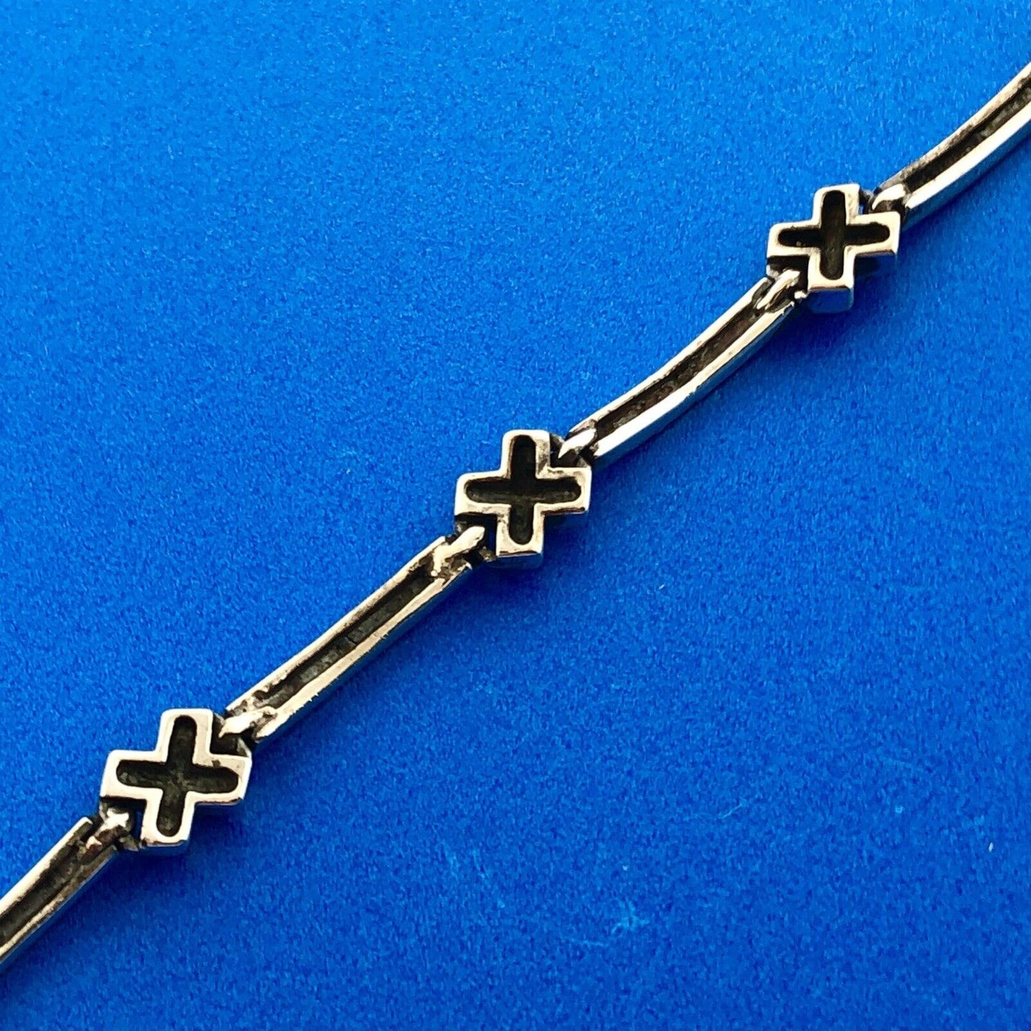 Designer LCP Sterling Silver 925 Marcasite Encrusted Panel Link Bracelet