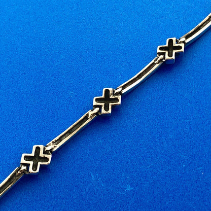 Designer LCP Sterling Silver 925 Marcasite Encrusted Panel Link Bracelet