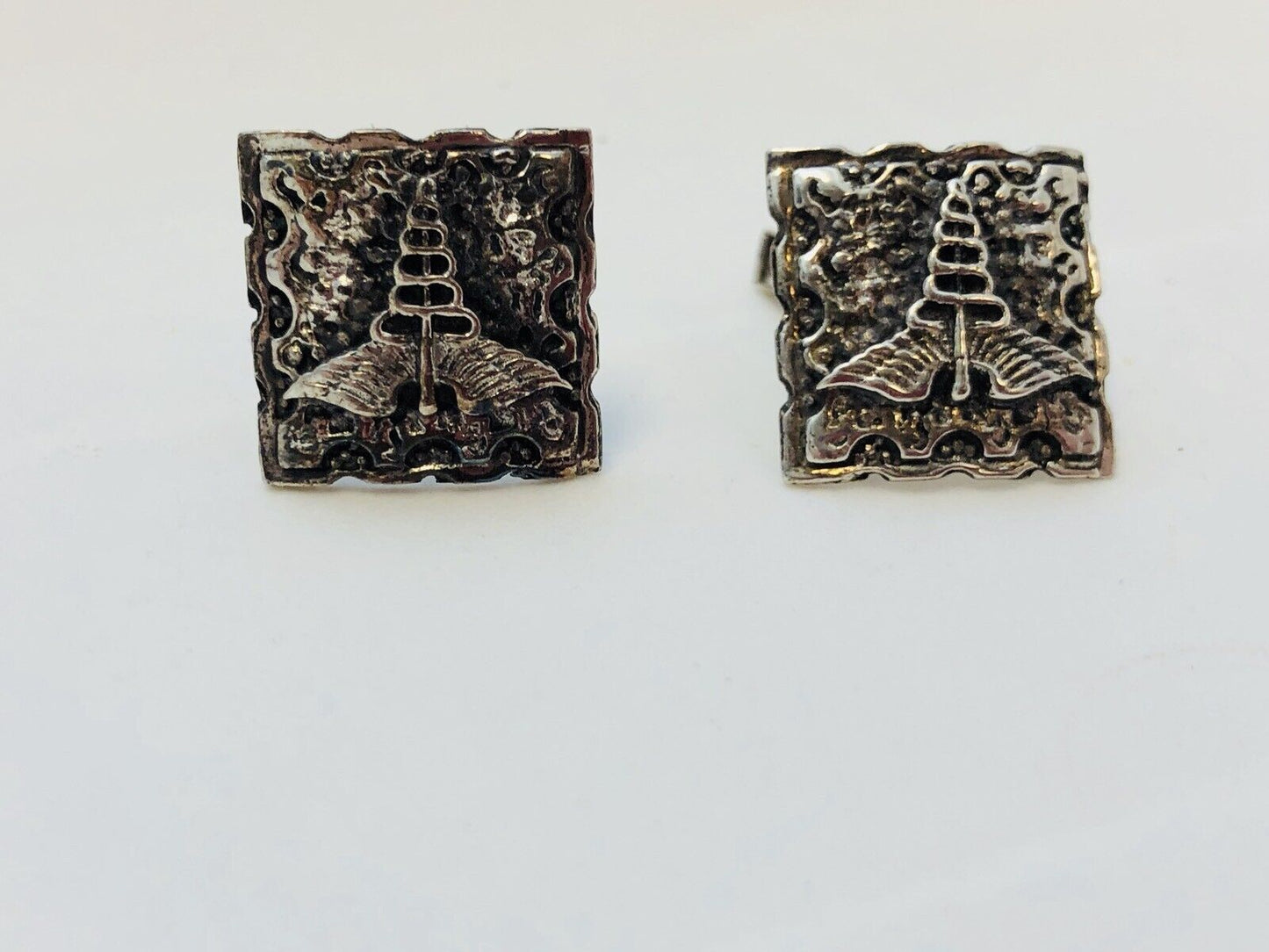 Vintage Sterling Silver Fenwick & Sailors Cadueces Doctor Medical Cuff Links