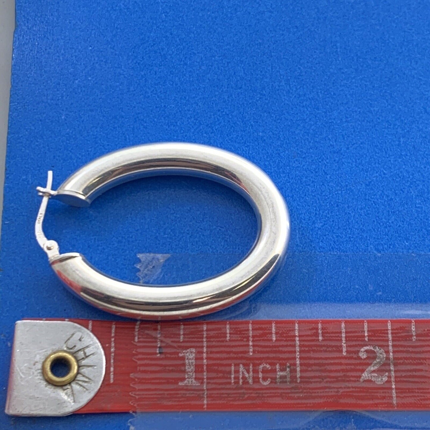 Designer Italy 925 Sterling Silver Large Polished Tubular Oval Hoop Earrings