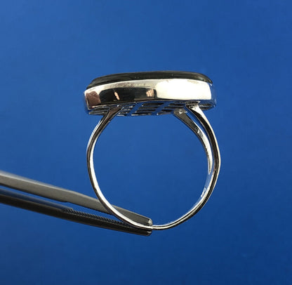 Modernist 925 Sterling Silver Round Abalone Statement Cocktail Ring