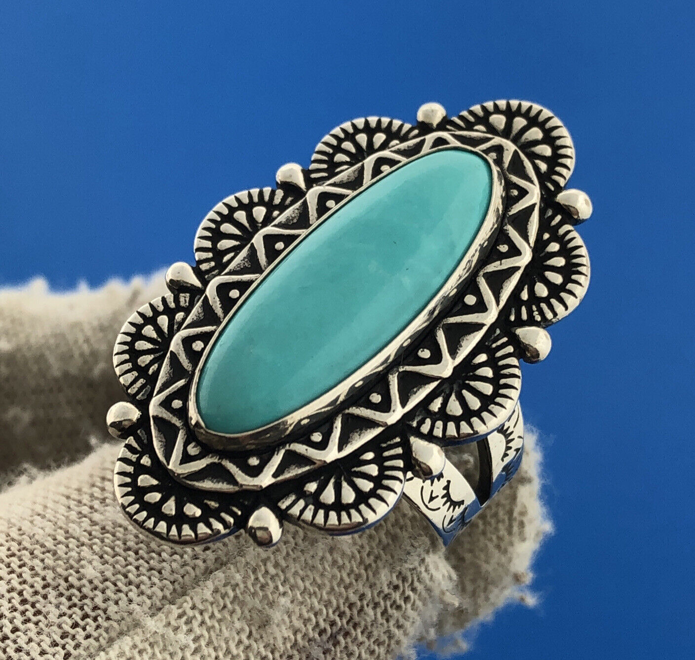 Carolyn Pollack Relios R Moon Sterling Silver Sleeping Beauty Turquoise Ring