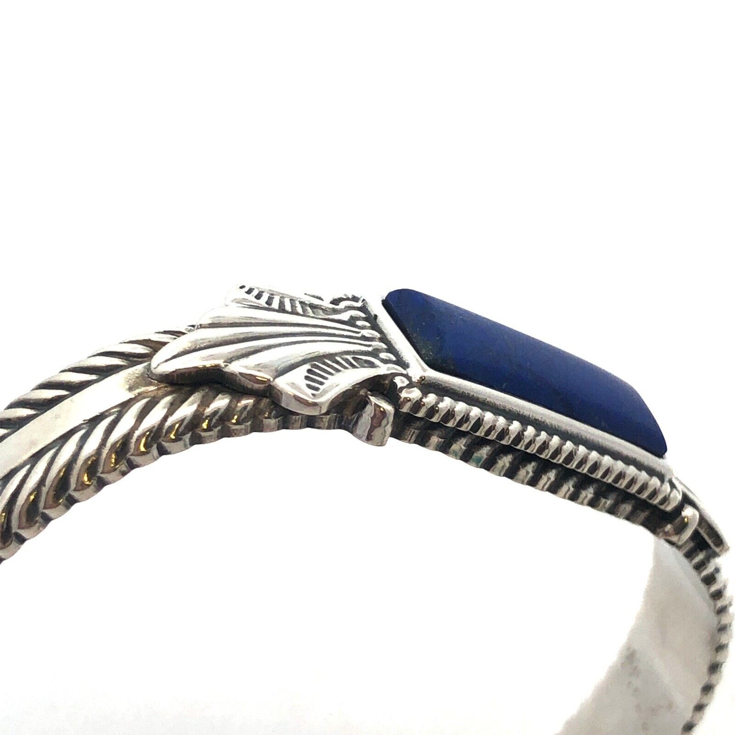 Carolyn Polack 925 Sterling Silver Rectangle Lapis Lazuli Open Cuff Bracelet