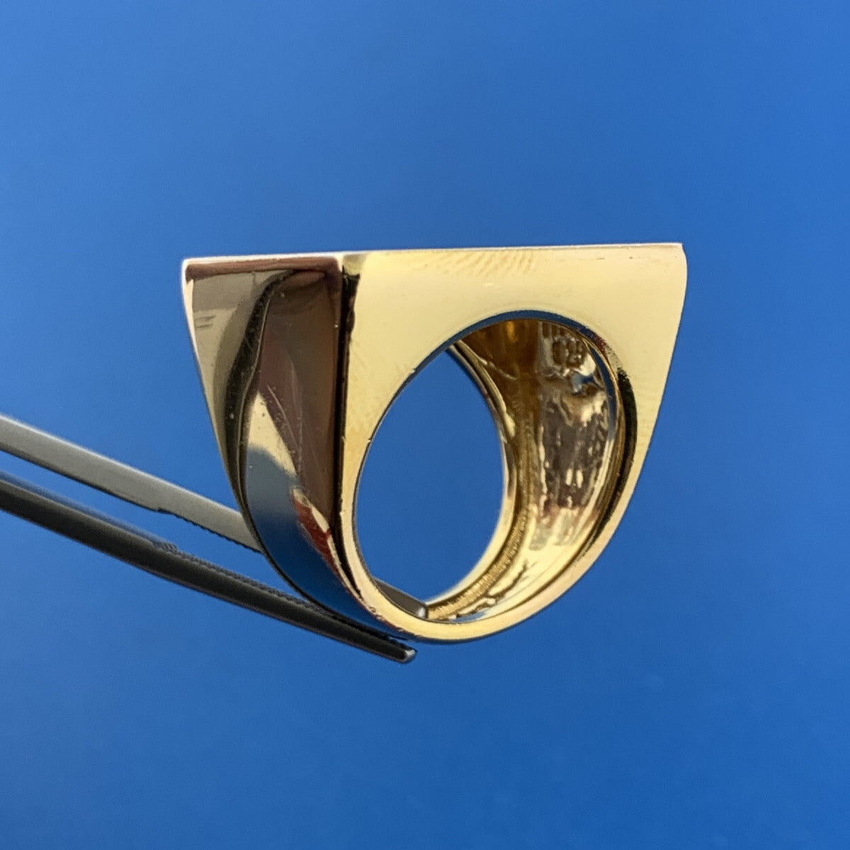 Veronese Italy 925 Sterling Silver Vermeil Florentine Polished Leaf Etched Ring