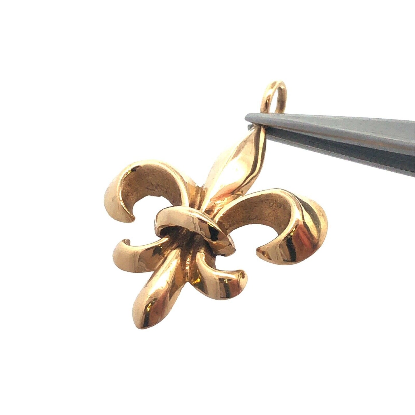 Designer 14K Yellow Gold Fleur De Lis Pendant