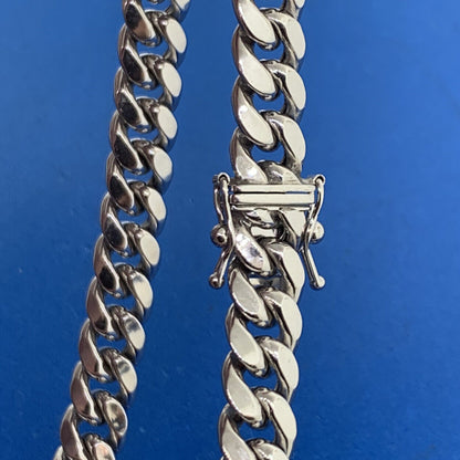 Designer ALI 10K White Gold Miami Cuban Link Unisex Chain Necklace