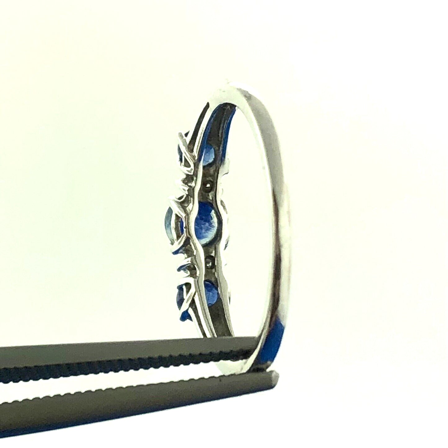 14K White Gold Sapphire Diamond September Anniversary Occasion Stackable Ring