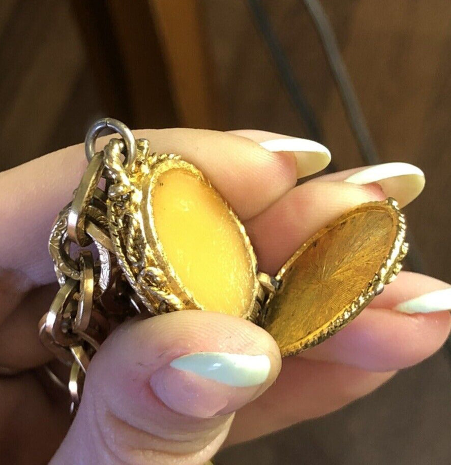1960's Corday Rare Gold Tone Unicorn In Captivity Perfume Bracelet Ring 2 Pc Set