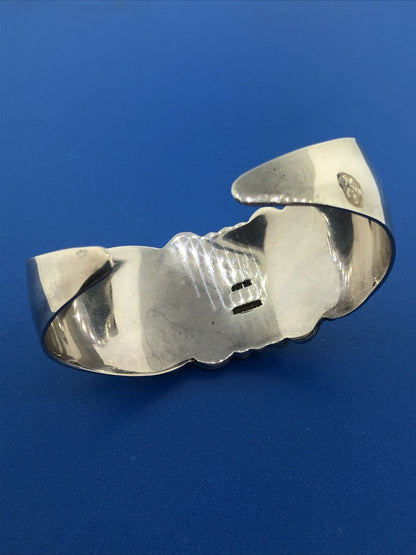 Designer BA Suarti Sterling Silver Black Onyx Balinese Statement Cuff Bracelet