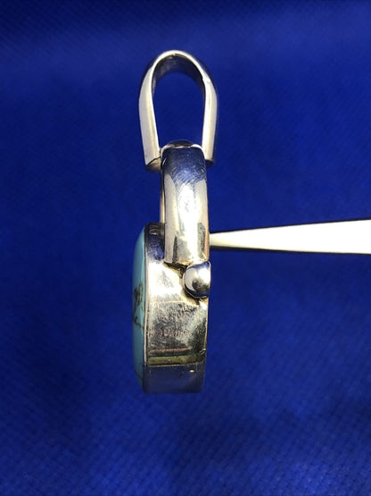 Designer 925 Sterling Silver Turquoise Cabochon Modernist Statement Pendant