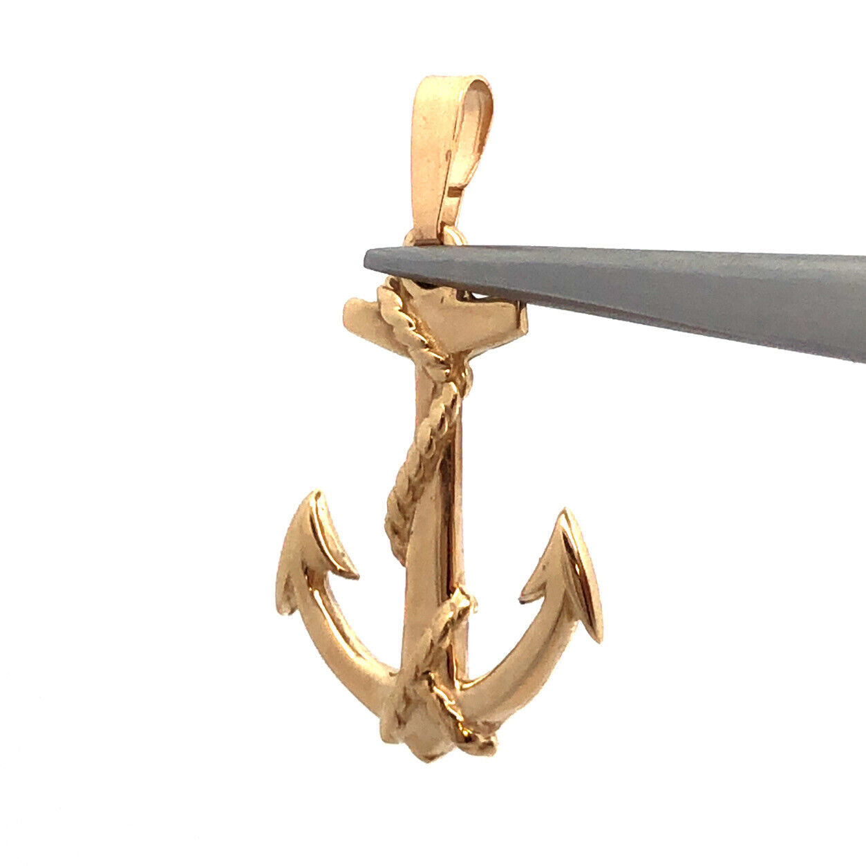 14K Yellow Gold 3D Anchor Nautical Navy Marine Pendant