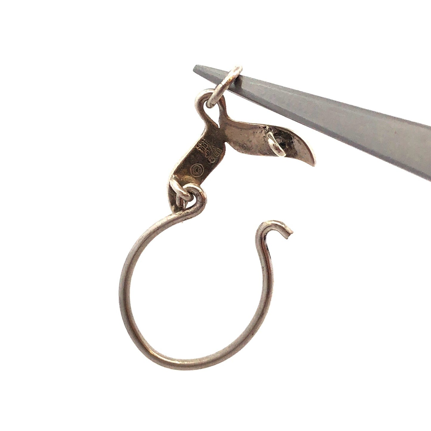 Retired Designer 925 Sterling Silver Whale Tail Charm Holder Pendant