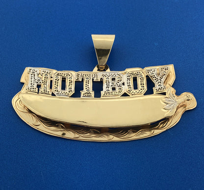 Gorgeous 10k Yellow Gold Diamond Hot Boy Chili Pepper Dangle Pendant