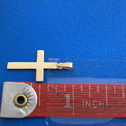 Minimalist 14K Yellow Gold Polished Cross Religious Easter Communion Pendant