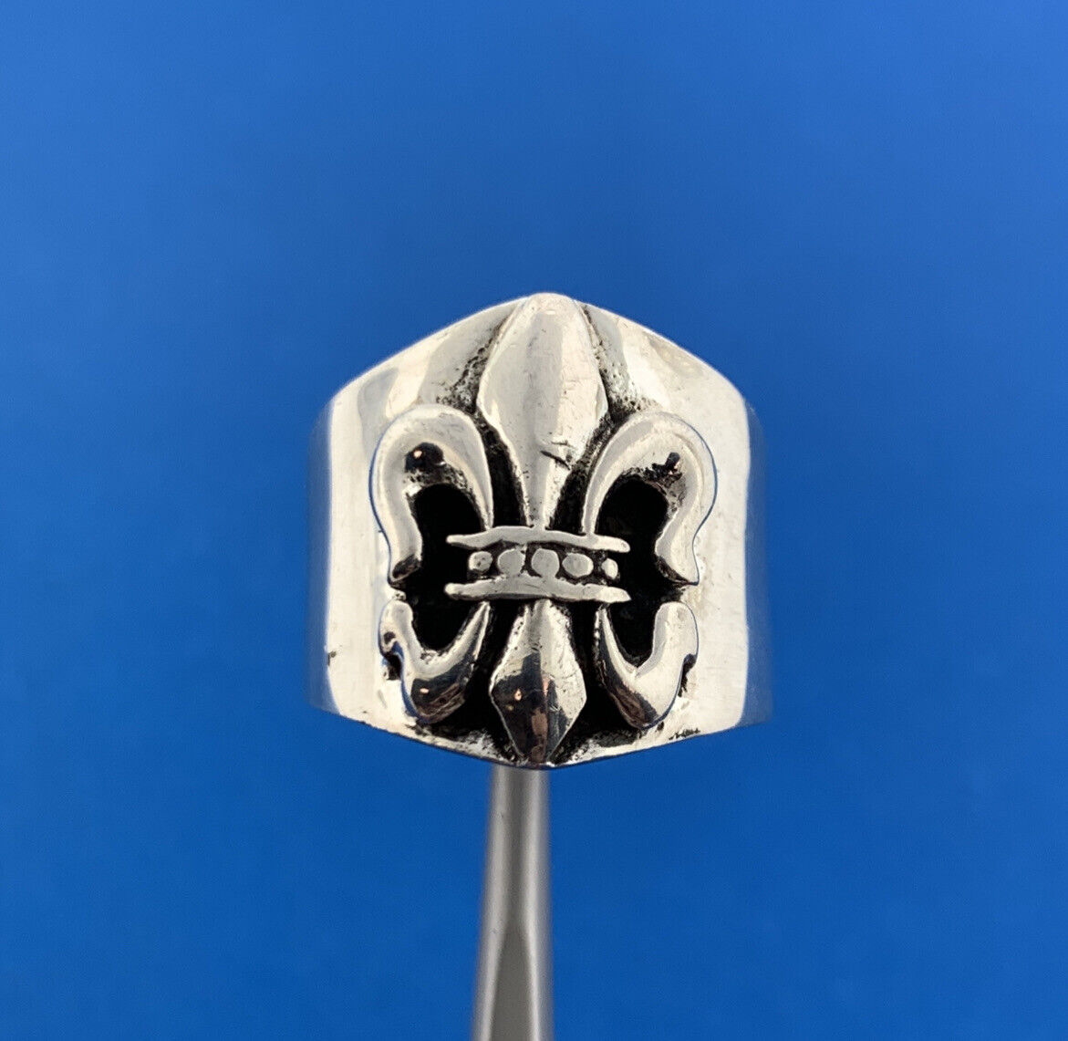 925 Sterling Silver Fleur De Lis New Orleans Religious Statement Ring