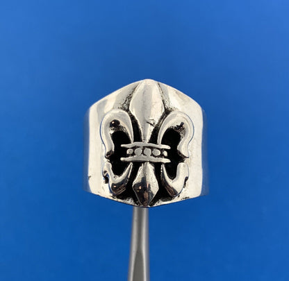925 Sterling Silver Fleur De Lis New Orleans Religious Statement Ring