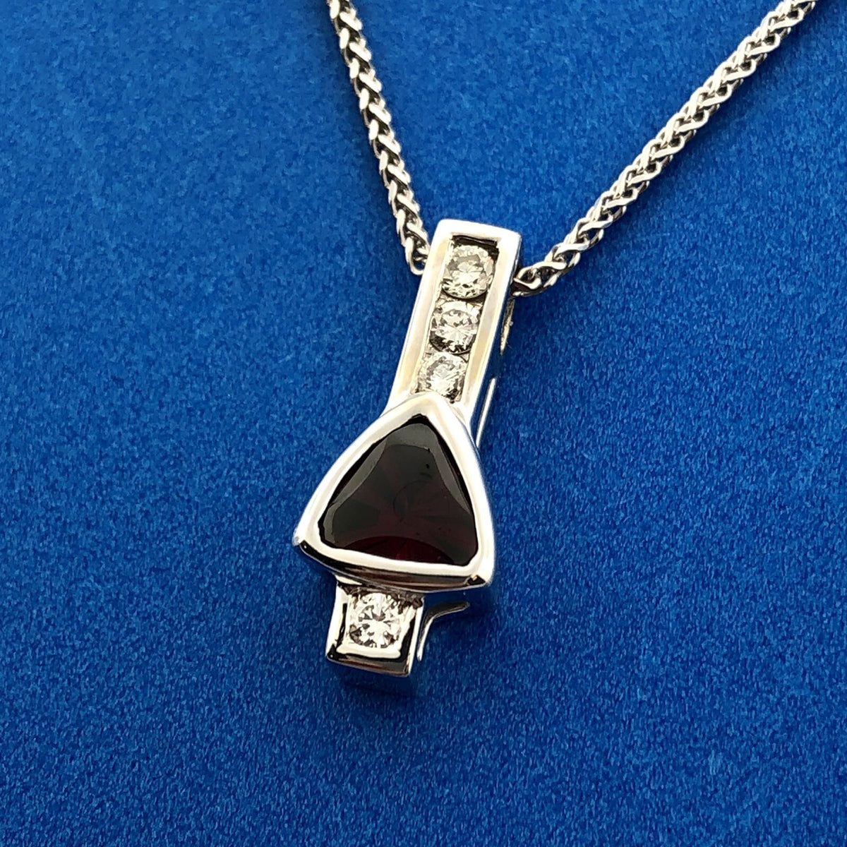 Designer India 14K White Gold Trilliant Garnet Diamond Accent January Necklace