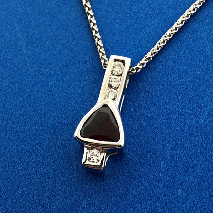 Designer India 14K White Gold Trilliant Garnet Diamond Accent January Necklace