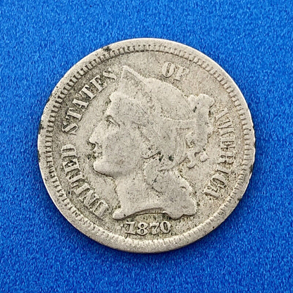 1870 P Nickel Three Cent Piece 3c Better Key Rare Scarce Philadelphia Coin