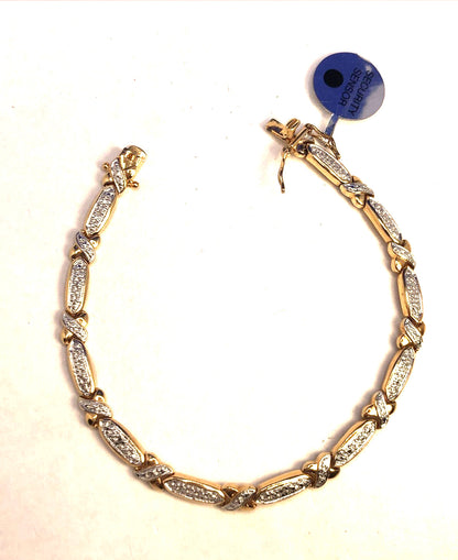 Designer 925 Sterling Silver Vermeil Two Tone Diamond Tennis Bracelet