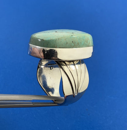 Rita Dawes Navajo 925 Sterling Silver Royston Green Turquoise Statement Ring