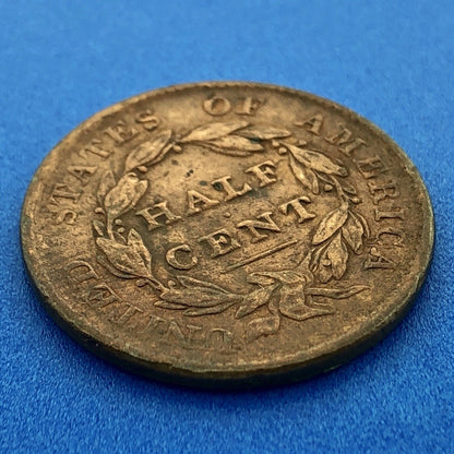 1828 P Classic Head Thirteen Stars Copper Half Cent Early US Copper XF Details
