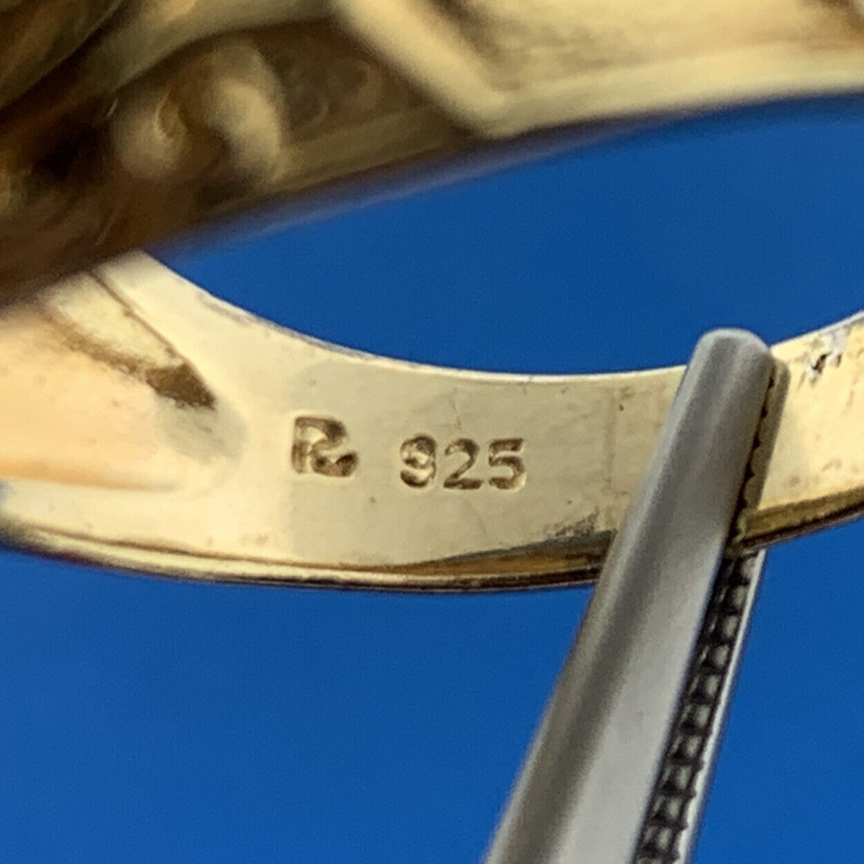 Designer RL Sterling Silver Vermeil Faceted Turquoise Floral Statement Dome Ring