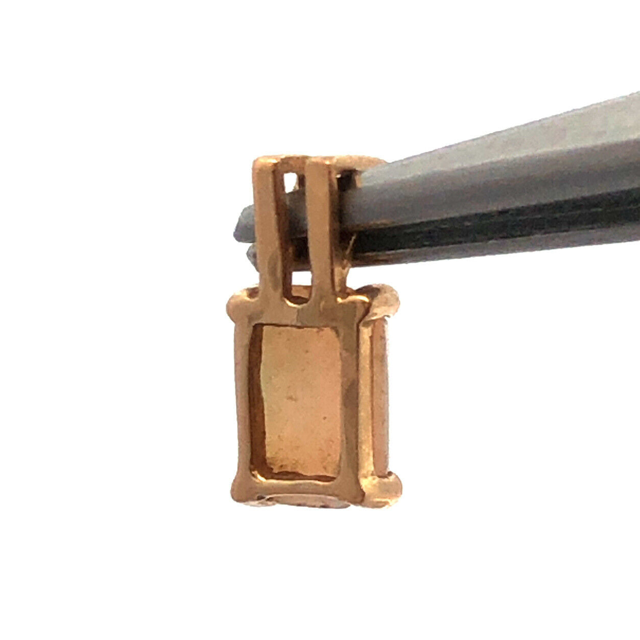 14K Yellow Gold Rectangle Cabochon Opal Petite Charm Pendant