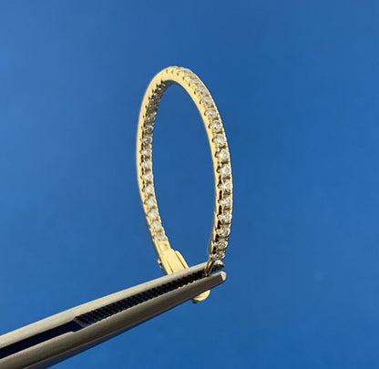 Estate Vermeil Sterling Silver 925 Sparkling CZ Double Sided Hoop Earrings