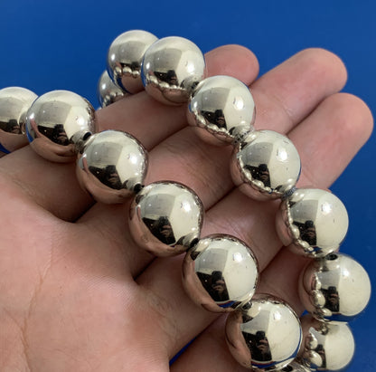 Vintage 925 Sterling Silver Chunky Beaded Statement Necklace