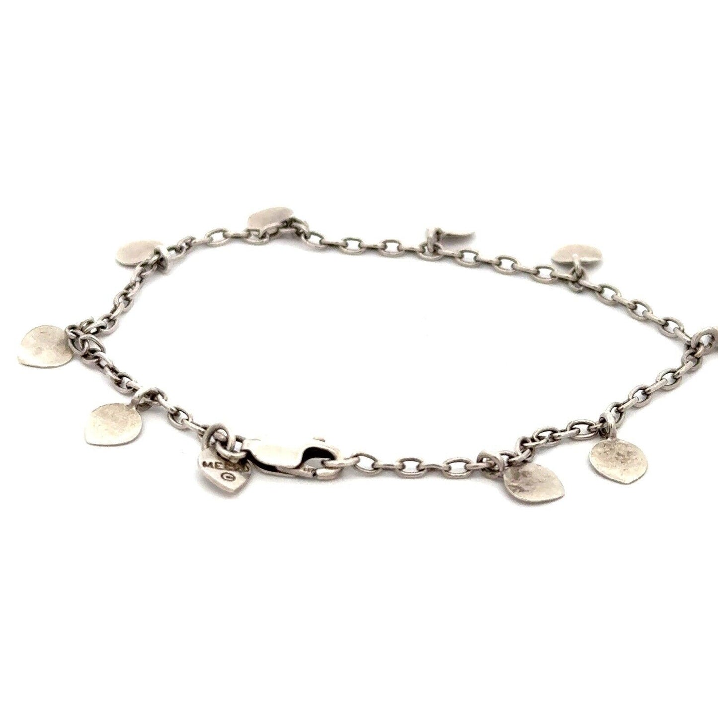 Designer Me & Ro 925 Sterling Silver Tiny Petal Chain Petal Charm Bracelet