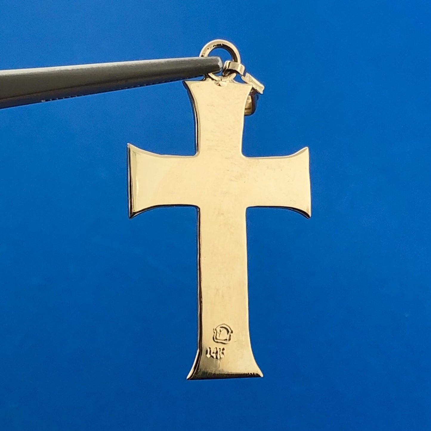 Modernist 14K Yellow White Gold 2 Toned Religious Faith Cross Communion Pendant