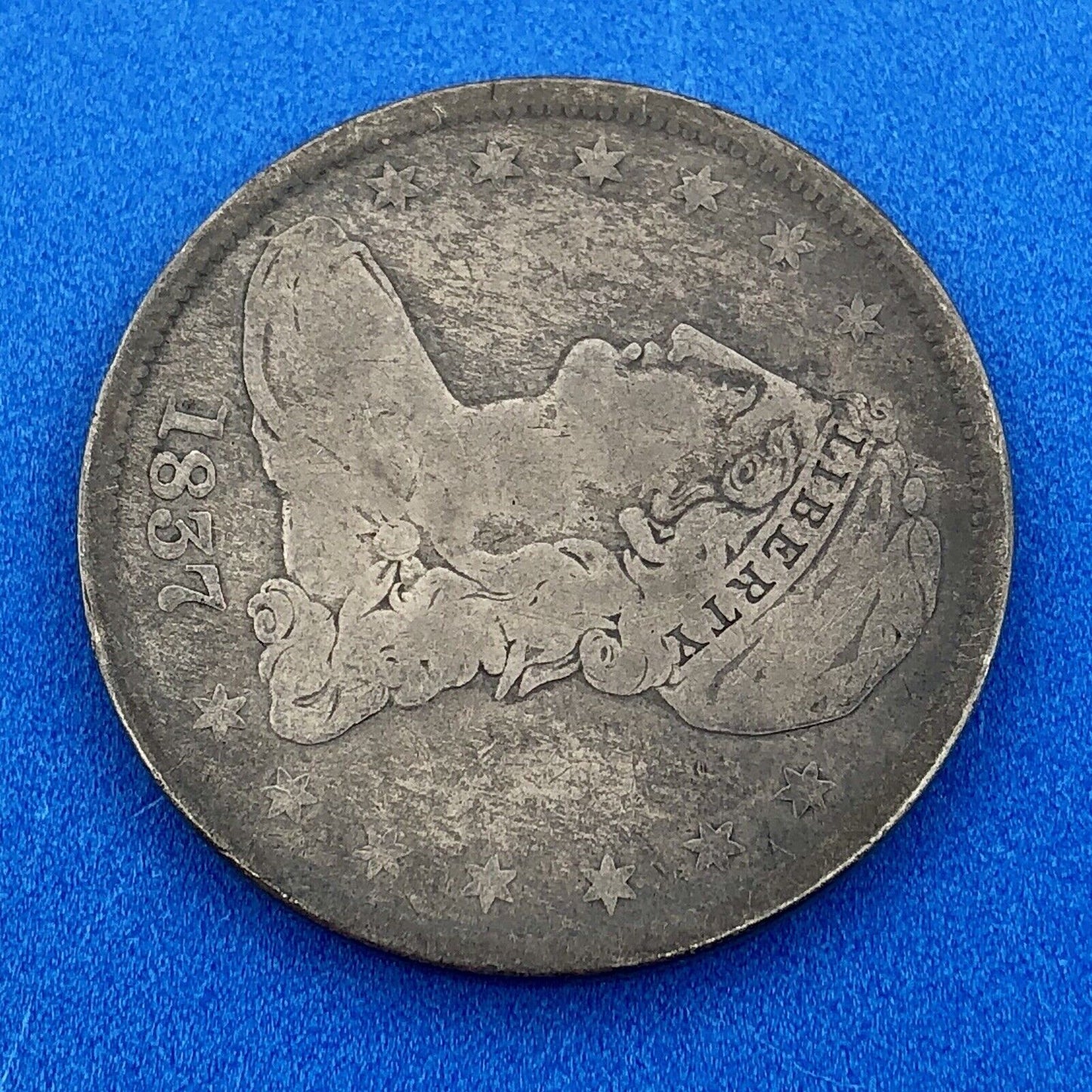 1837 P Capped Bust Reeded Edge Silver Half Dollar 50 Cents Two Year Type Coin