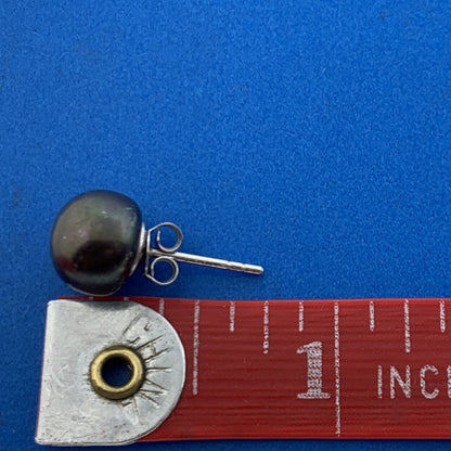 Designer 925 Sterling Silver Burgundy Wine Brown Pearl  10 mm Stud Earrings