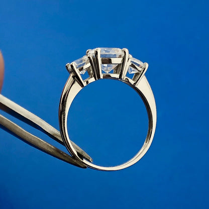 Diamonique 14K White Gold Cubic Zirconia CZ Trio Statement Engagement Ring