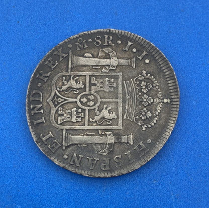 1814 Mo Mexico City 8 Reales I.I. Better Key Date .903 Silver Mexico Coin