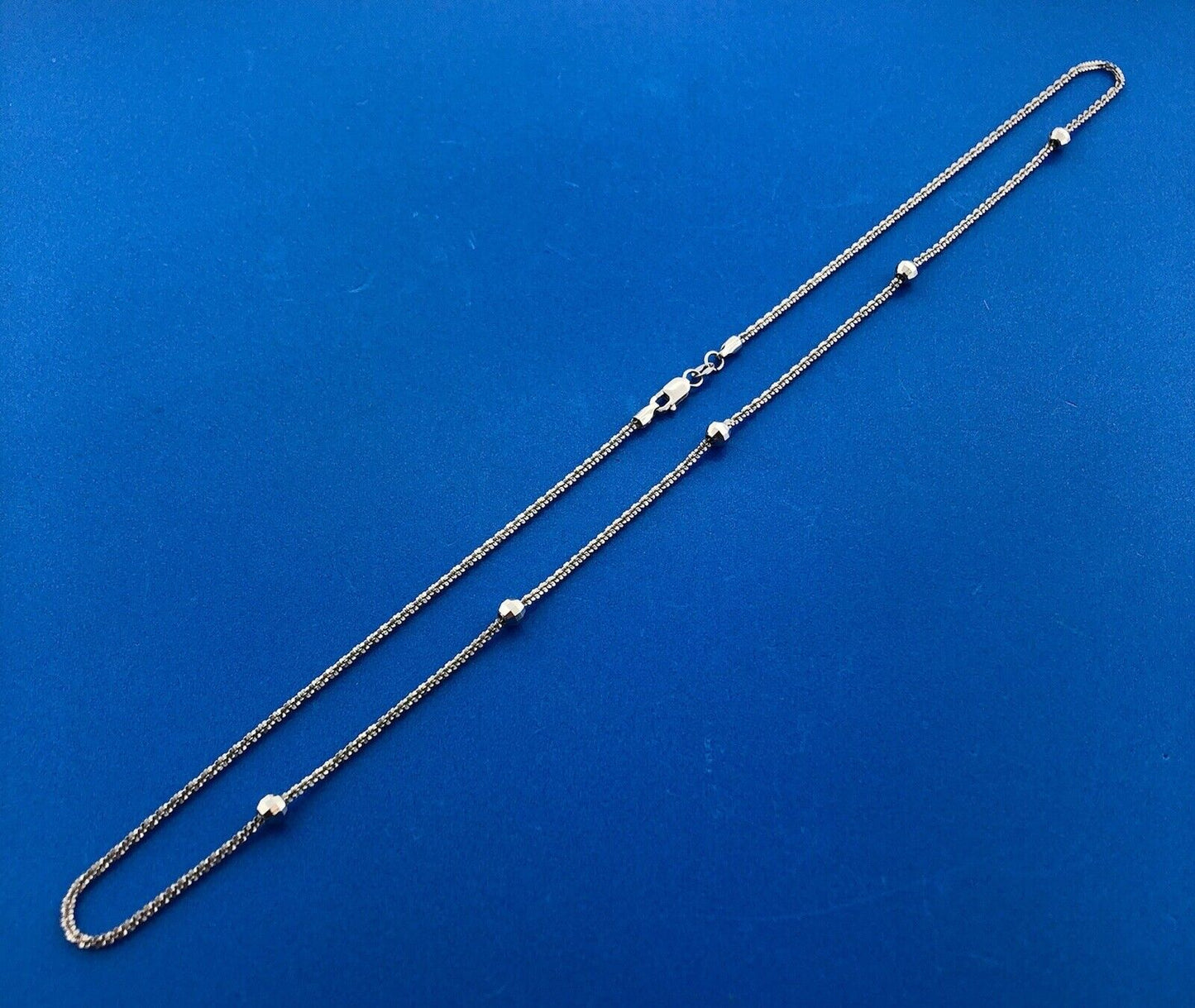 Italy 14K White Gold Twisted Rope Disco Ball Station Necklace
