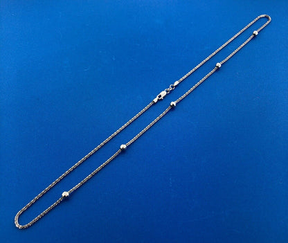 Italy 14K White Gold Twisted Rope Disco Ball Station Necklace