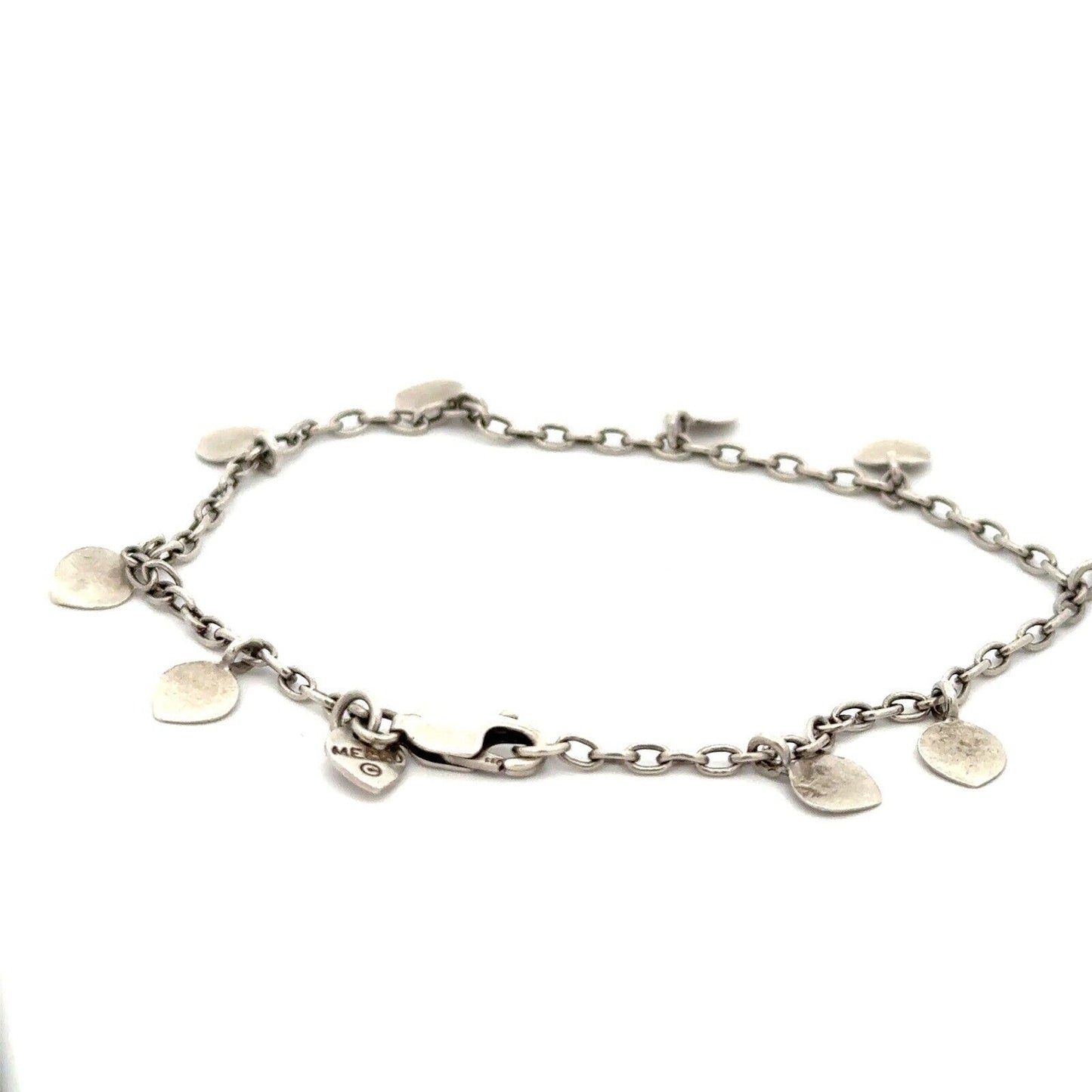 Designer Me & Ro 925 Sterling Silver Tiny Petal Chain Petal Charm Bracelet