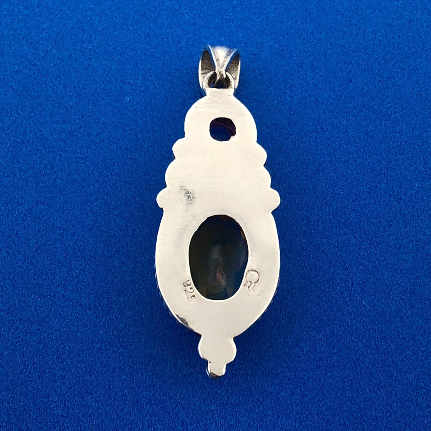 Stunning Sterling Silver 925 Oval Cut Citrine Amethyst Filigree Dangle Pendant