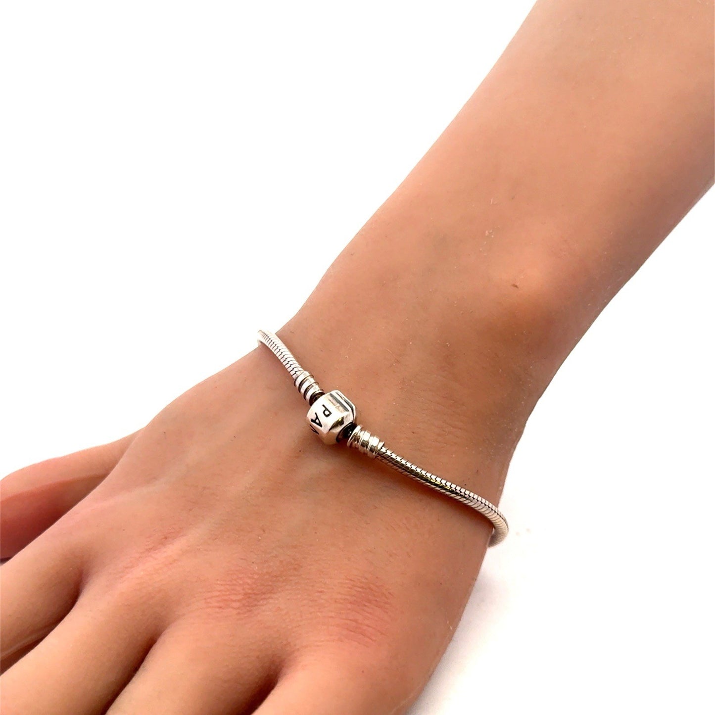 Authentic PANDORA 925 Sterling Silver Snake Chain Charm 7.5 Inch Bracelet
