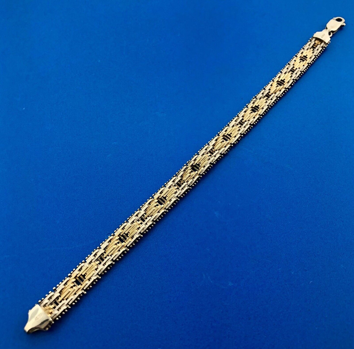 Designer Milor Italy 925 Sterling Silver Gold Two Toned Diamond Cut Bracelet