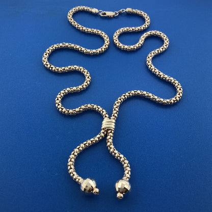 Designer Milor Italy Sterling Silver 925 Popcorn Link Lariat Bolero Necklace