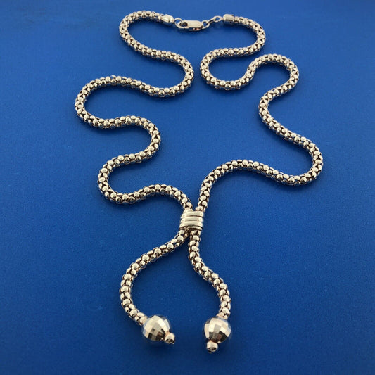 Designer Milor Italy Sterling Silver 925 Popcorn Link Lariat Bolero Necklace
